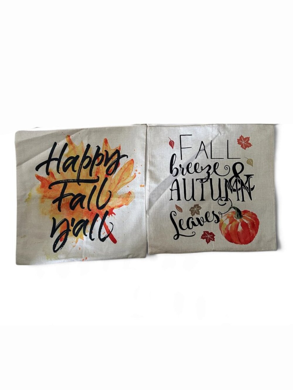 Set of 2 Decorative Seasonal Pillow Covers For Autumn Fall 17 x 17 Zip Closure